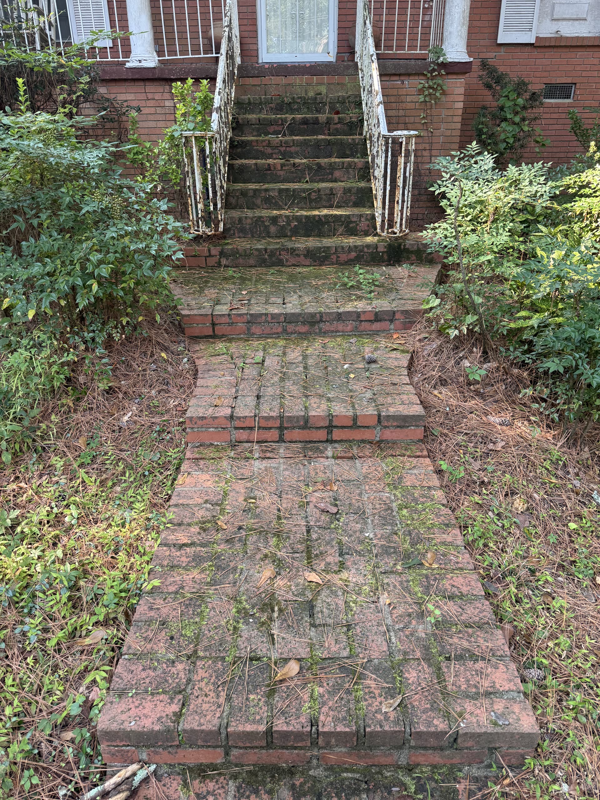 Before pressure washing brick walkway in Brandon, Mississippi