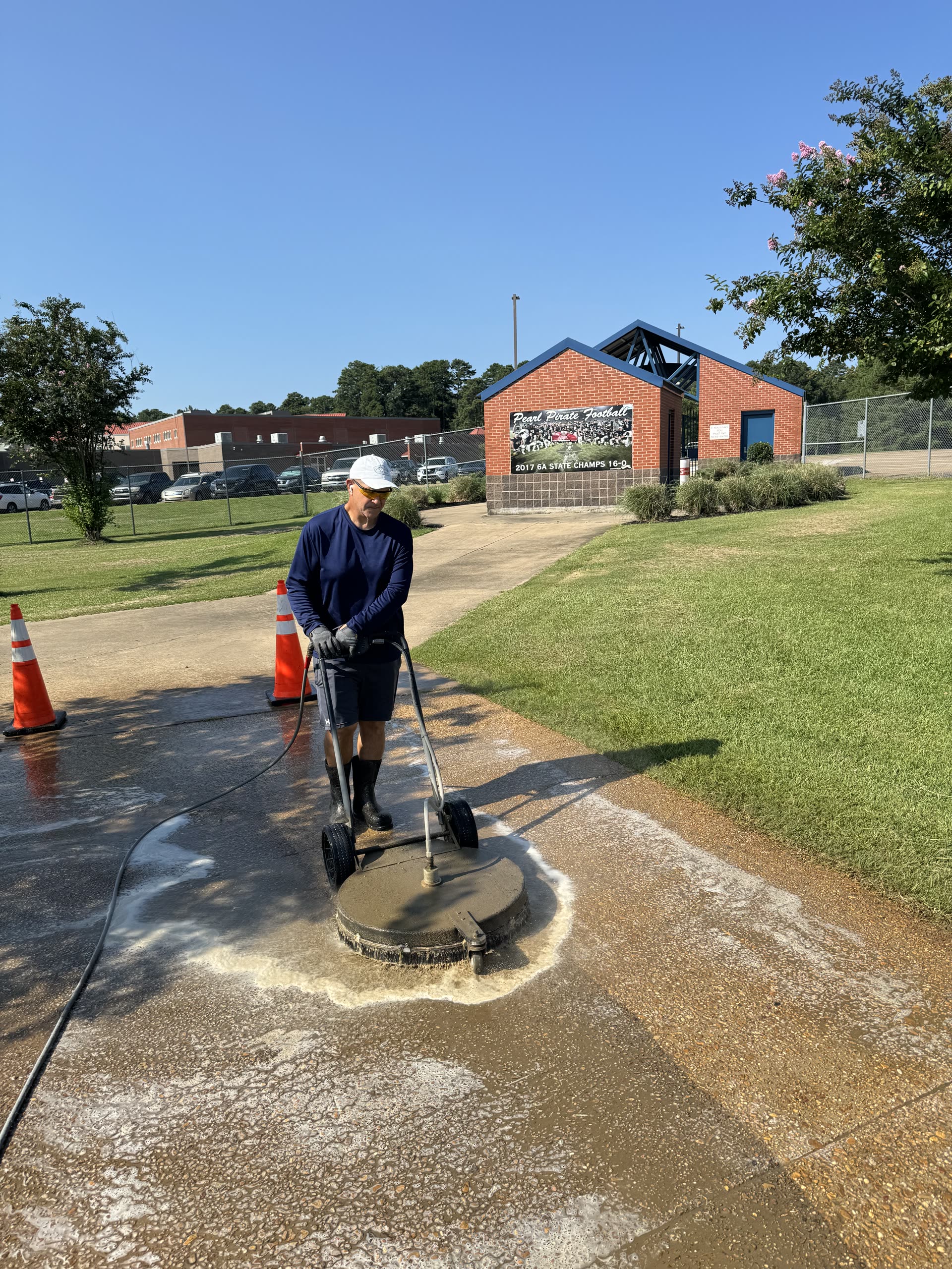 Pressure washed brick walkway and steps in Rankin County, Mississippi