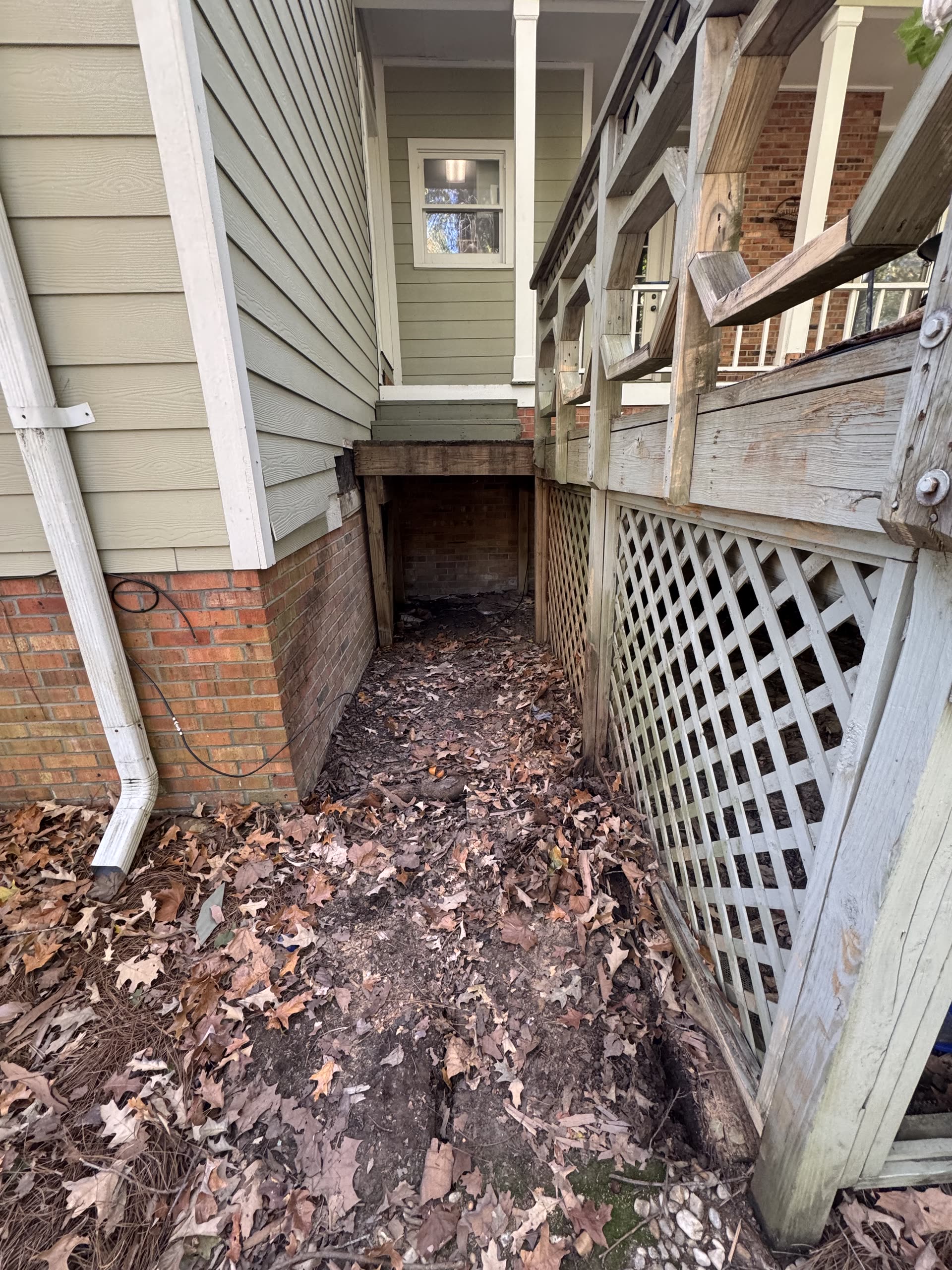 Rotted deck area before repair in Rankin County, Mississippi