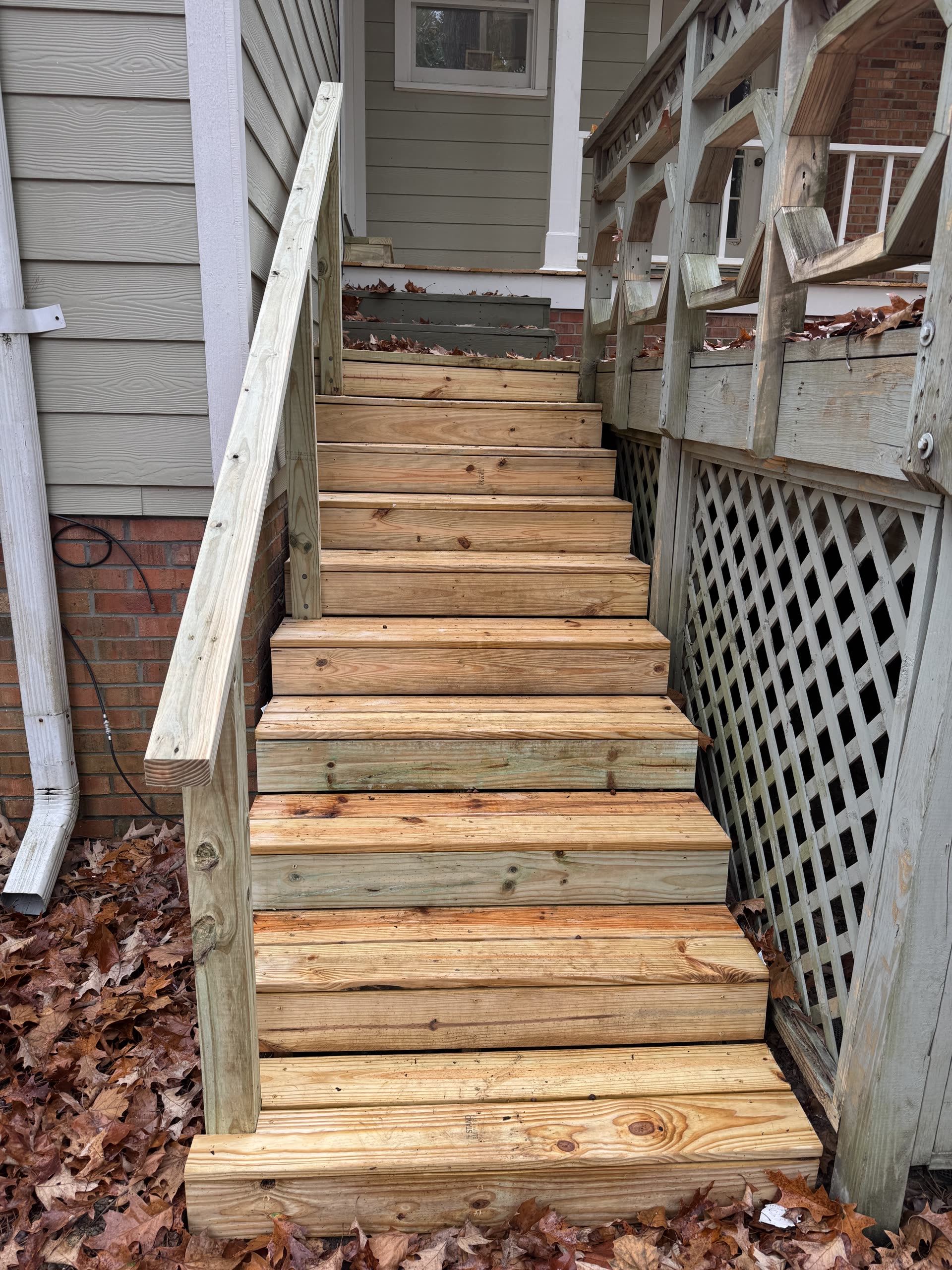New wooden deck stairs built in Rankin County, Mississippi
