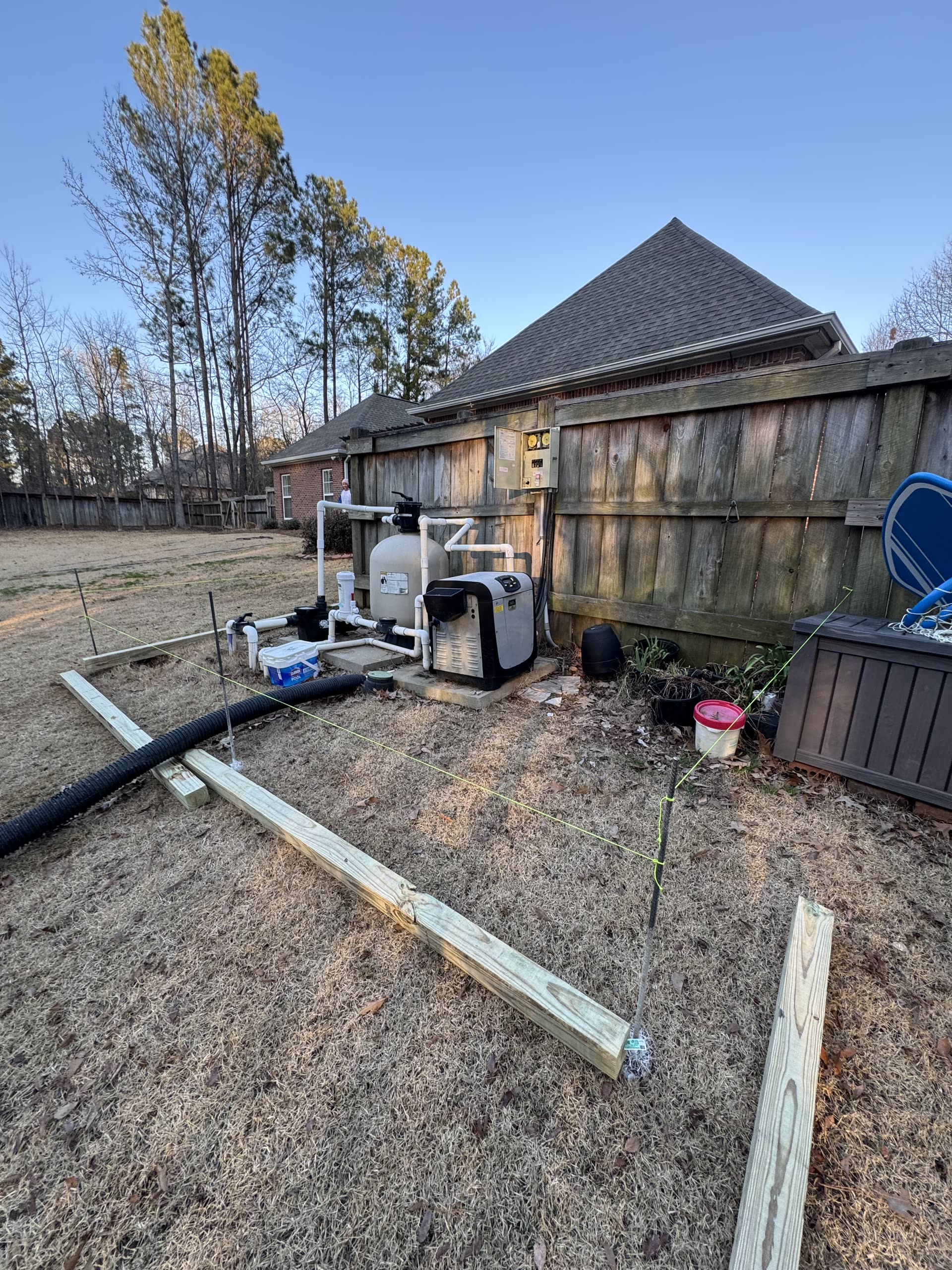 Fence framing for new privacy fence in Rankin County, Mississippi