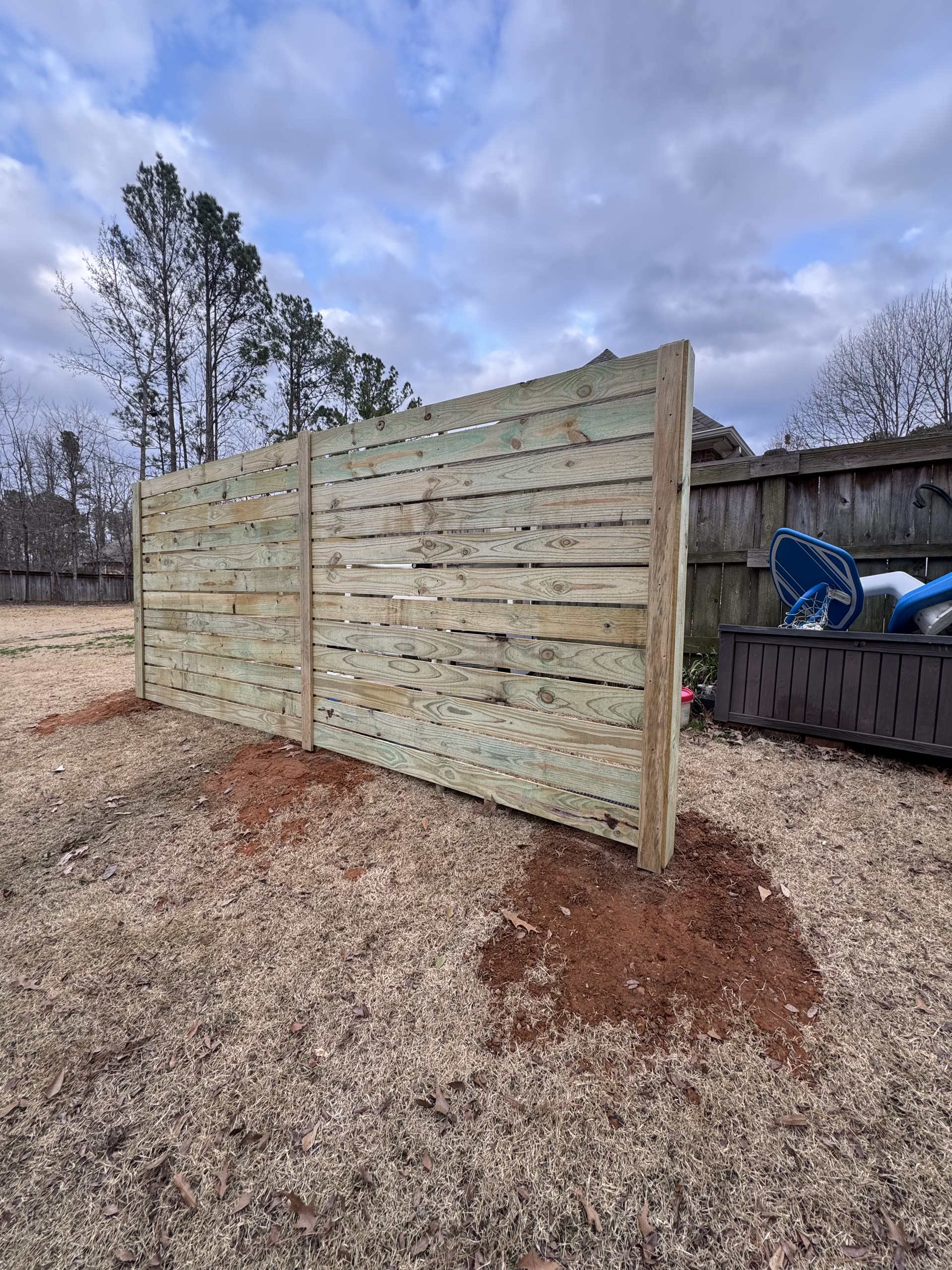 Horizontal privacy fence from another angle in Rankin County, Mississippi