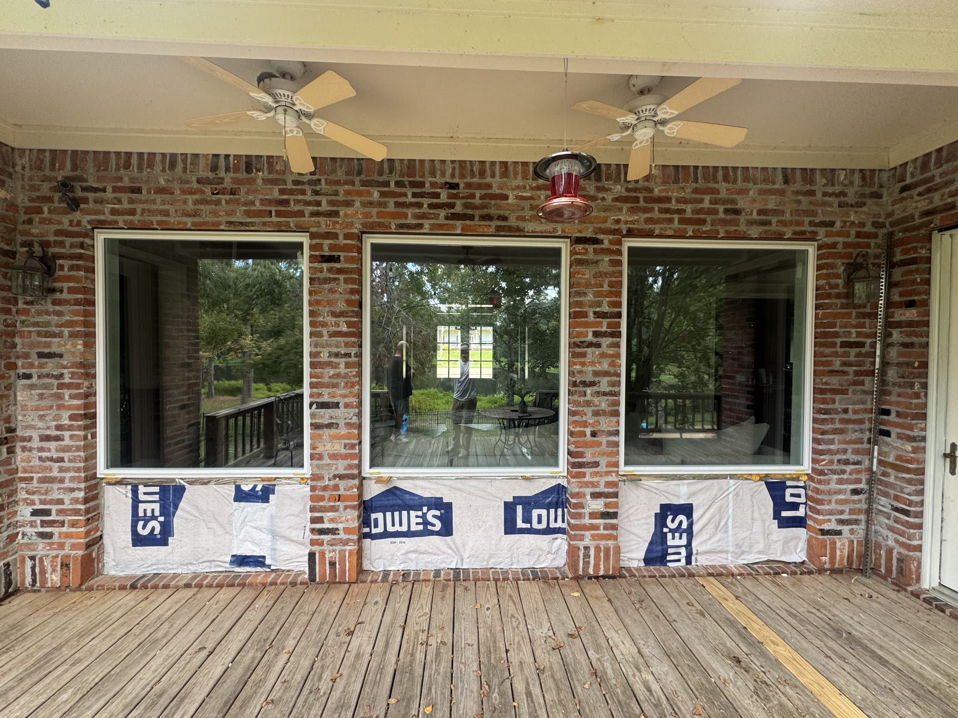 Porch with house wrap before siding installation in Jackson Metro area